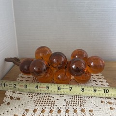 Vintage MCM Amber Orange Lucite Grape Cluster Large Driftwood Stem