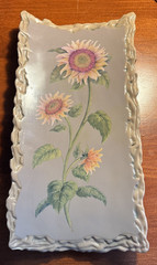 Heavy Hard Plastic Molded Wall Hanging Decor Sunflowers 12.5″x6.5″