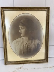 Antique Sepia Portrait Young Woman 1910-1920s Edwardian Framed Photo Oval 40×30