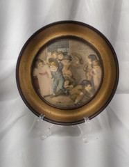 Vintage Gold Wooden Framed Unbranded Painting Print of Playing Children