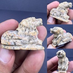 A Very Unique Old Sumerian Antiquity Jasper Stone Wild Lion Statue Figured