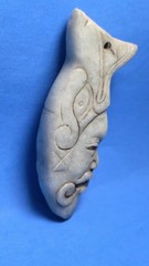 PRE-COLUMBIAN MIXTEC JADE HUMAN AND FISH DUALITY PENDANT