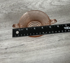 Vintage Unbranded Pink Ribbed Glass Candy Dish Oval Shape Double Handle