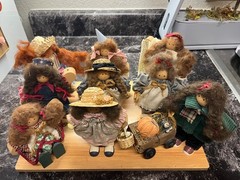 Lot of 9 vintage ladie and friends collectible folk art 1980-1990’s