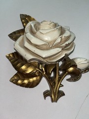 Vintage Hollywood Regency Rose Plaques Homco Plastic 1970s Set of 2