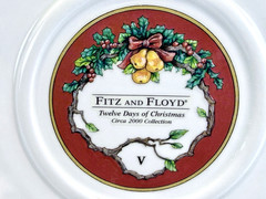 2000 Fitz and Floyd “5 Golden Rings” 12 Days of Christmas Tree Lidded Box