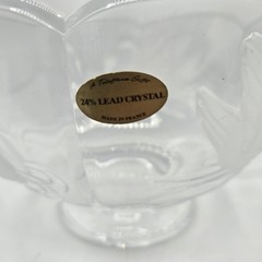 Vintage French Teleflora 24% Lead Crystal Frosted Swan Footed Candy Bowl
