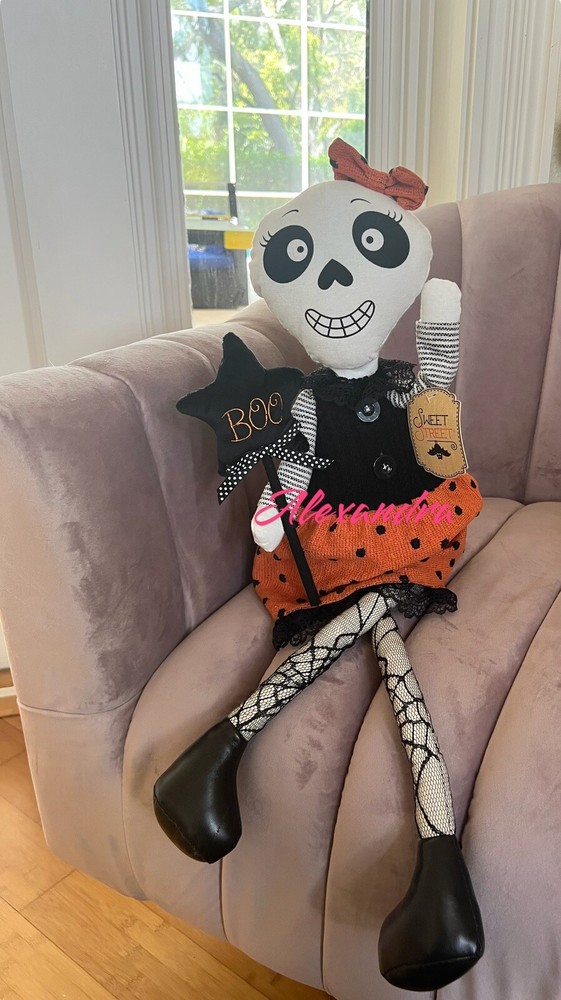 26” Halloween Skeleton Doll Weighted Bottom Shelf Sitter BOO, Day Of The Dead