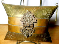 BAG~Brass & Copper Pillow Trinket Purse With Felt Lining Inside Antique Damaged