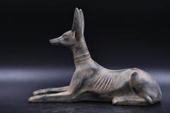 ANCIENT EGYPTIAN ANTIQUITIES UNIQUE EGYPTIAN STATUE ANUBIS GOD FUNERARY RITES
