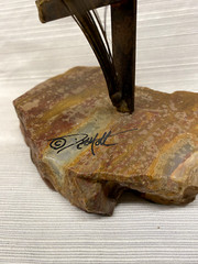 Handcrafted John DeMott Brass Mailbox on Onyx Base With Bird Sculpture