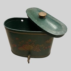 Vintage Metal Lavabo Water Tank – Green/ Tole Painted Fruit
