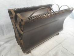 Vintage TOLEWARE METAL MAGAZINE RACK ROSES BLUE HEART RIBBON MID CENTURY DECOR