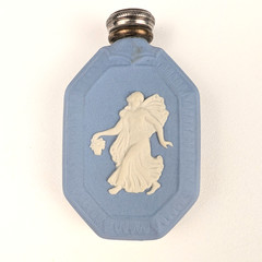 WEDGWOOD Blue Jasperware Small Perfume Bottle and Funnel in Original Box