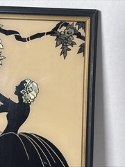 Pair 1940 Reliance Flat Glass Silhouette Old Fashioned Garden Blossom Time