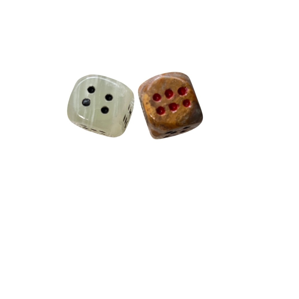 Unbranded Stone Dice Size Green Brown Onyx Marble Hand Carved Vintage