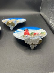 Set of 3 Lighthouse 3D Relief Sculpture Figurine Desktop Decor Lot of 3