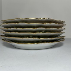 GDA Antique France Porcelain Limoges Hand Painted Tulips Green Gold Art Nouveau