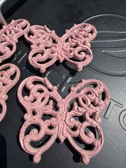 Vintage HOMCO Set of 2 Butterflies Mauve Pink Rattan Butterfly Wall Art Decor