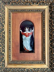 Jesus Christ, Antique Limoges Enamel on Copper, A. Soustre Signed 19th Century