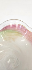 STUNNING Italian Murano Swirled Art Glass Pale Colors 9″ Bowl, Pink Orange Green