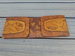 Antique Art Nouveau Expanding Bookend Wood Slide Flemish Folk Art