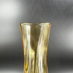 Vintage Venetian Amber Art Glass Vase With Made In Italy Sticker Footed Vase VTG