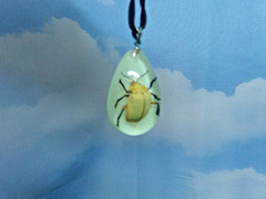 Real BEETLE Cast Teardrop Resin Necklace Pendant GLOWS IN DARK