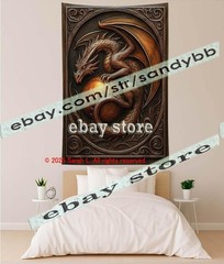 Golden Dragon Relief Tapestry 3D look Wall Art mythic 39X59 in
