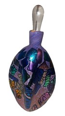 Bruce Freund ❤️ Signed Studio Dichroic Art Glass Purple Perfume Bottle 7”