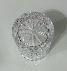Vintage Heavy Cut Crystal Diamond Palm Leaf Sunburst Candy Jar No Lid 4″