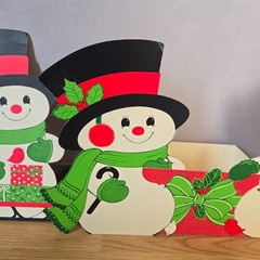 Vintage Hallmark Snowman Centerpiece Christmas Decoration – 1970s 1980s Die-Cut
