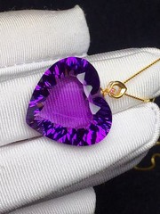 Natural Amethyst Quartz Purple Uruguay heart shape necklaces 18K