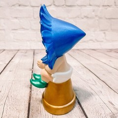 Vtg Ceramic Sunflower Baby Figurine Hand Crafted Flower Head Gold Blue Figure