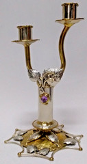 Copa Collection Made in Brazil Brutalist Mixed Metal and Amethyst Candleabra