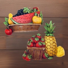 VTG 1975 Homco/Syroco #7350 #73510 USA 2pc Fruit Wall Hanging Plaques Farmhouse