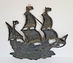 Nautical Schooner Sailing Ship Cast Aluminum Wall Hanging 14 x 13 Made in Japan