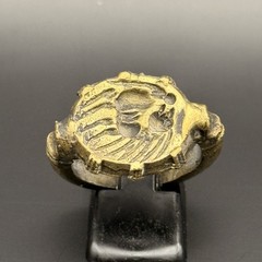 Very Rare Ancient Roman Ring Bronze Engraved Beast Authentic Antique Size 9