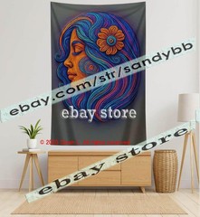 Celestial Goddess Face Tapestry 3D relief look Wall Art mystic decor 39X59 in