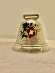 Swiss Silver PlatedCow/ Sheep Bell from Andermatt Switzerland + 2nd Smaller Bell