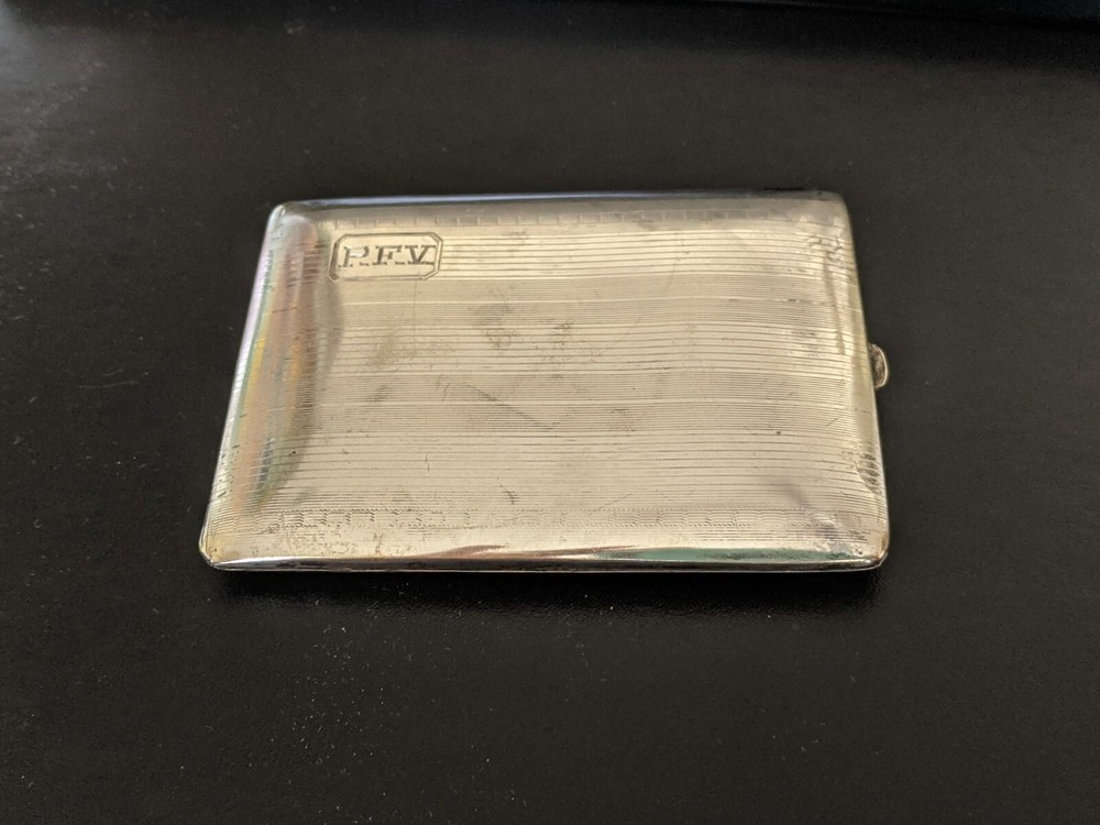 1910 Edwardian Cigarette/Business Cards Holder. Silverpalted