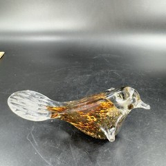 Hand Blown Art Glass Bird Figurine Paperweight Glass Artist Signed JC Vintage