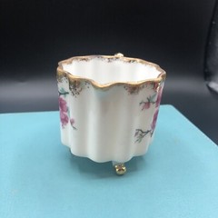 Antique Hand Painted Demitasse Creamer Footed Cherry Blossoms Fun