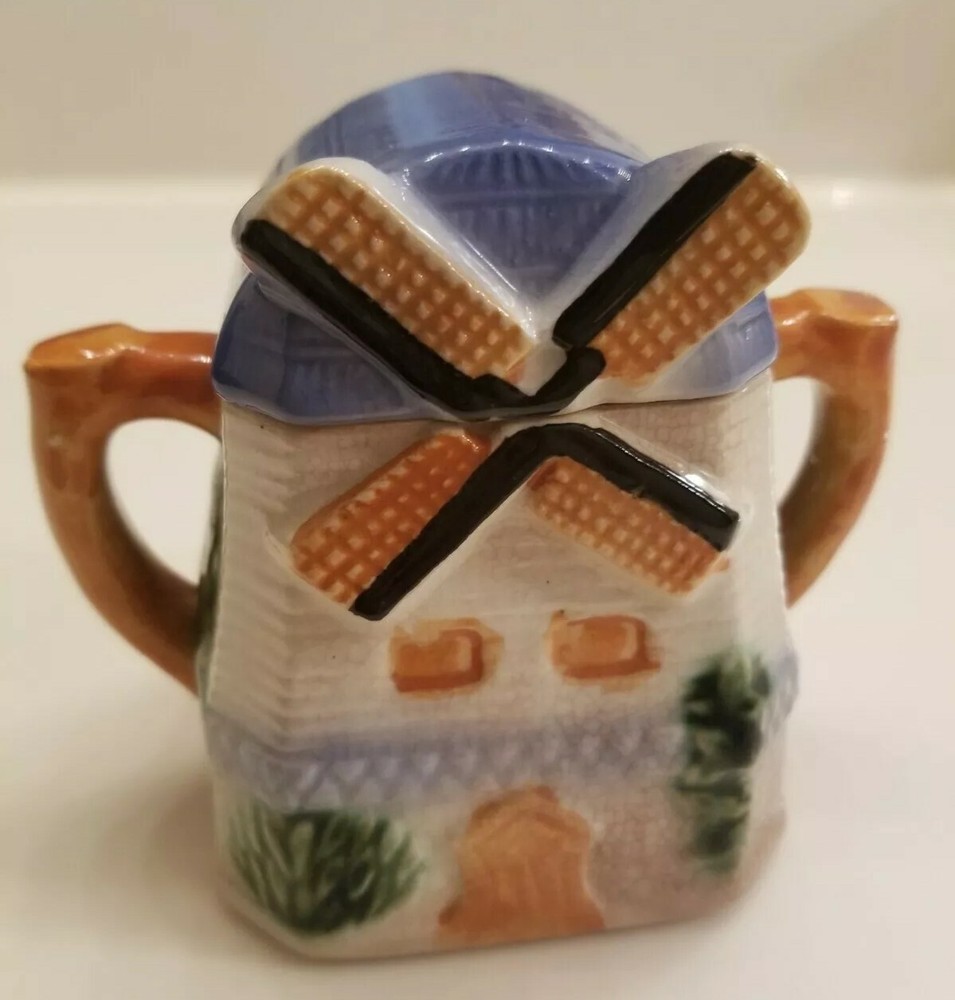 Dutch Windmill Container Occupied Japan Crazed Vintage