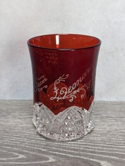 Edwardian Ruby Flash Cut to Clear Red Crystal Cup – To Mamma From Leonard (1908)