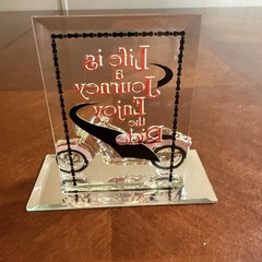 Glass Baron Motorcycle Figurine Life is a Journey 22kt Gold Accents Handcrafted