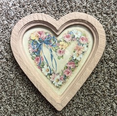 Vintage HOMCO 9837 Pink Heart Floral Wall Plaques Set of 2 Barbara Mock
