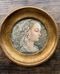 Vintage Italian Florentine Wall Plaque Round Gilt Gold