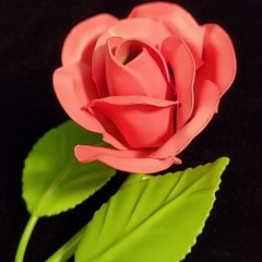 VTG Toleware Metal Pink Matte Rose Wall Hook Made in Italy 5.5″ Length