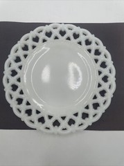 6 Westmoreland White Milk Glass Open Lace Reticulated Edge Heavy 8.5” Plate Set!